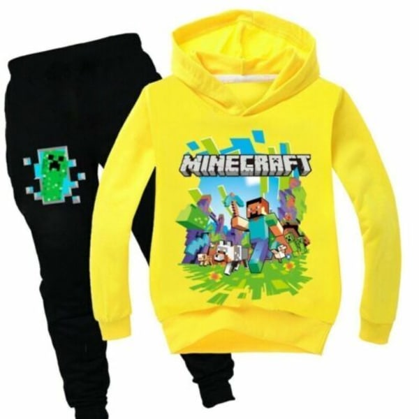 Barn Minecraft Casual Hoodie Långärmad Hood Pullover Toppar Yellow 140cm