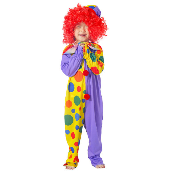 Jokerdräkt för barn COS-dräkt Prickad Jokerdräkt Circus 110-120cm no wig（M）