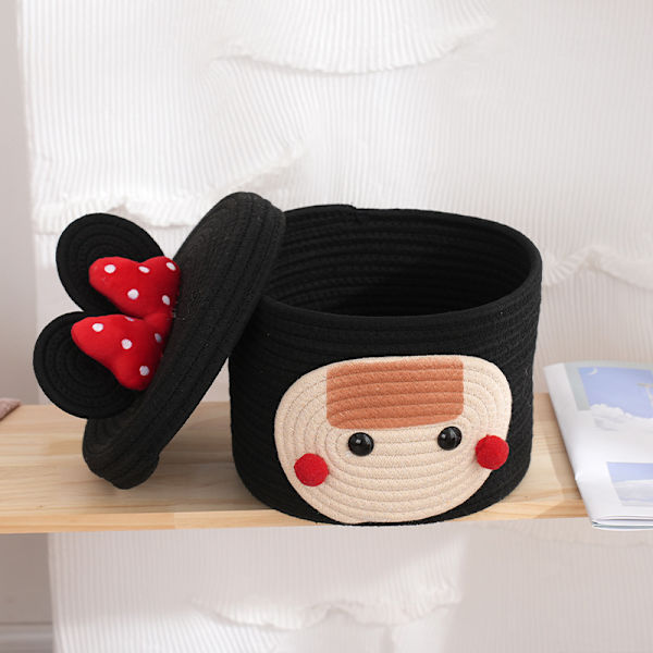 Ny söt skrivbordskorg Handvävd bomullstråd Nackstöd black 23cm*20cm