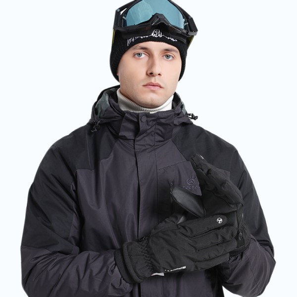 Vinterhandskar män pekskärm sporthandskar skidåkning cykelhandske black XL