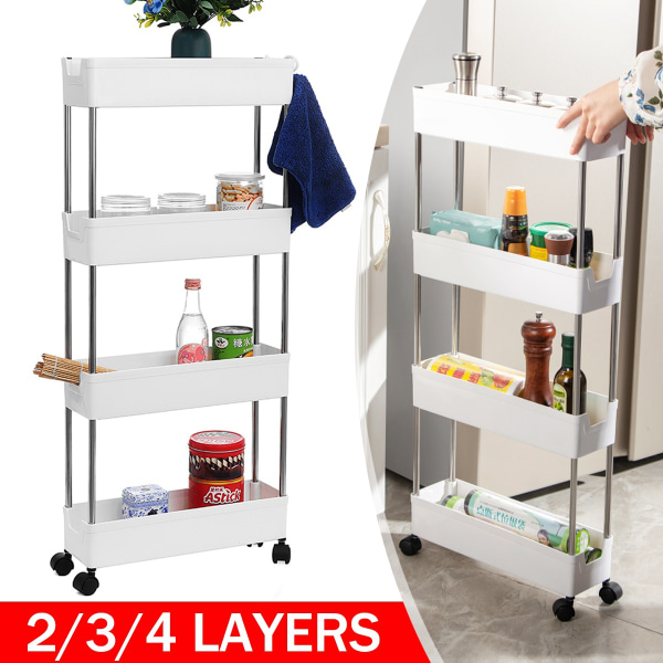 【15 alternativ】 2/3/4 Layers Bath Kitchen Slim Organizer Cart white Type3 3 Layer