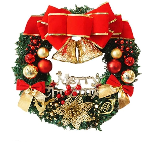 35 cm Julkrans Adventskransdörr med kula, rosett, God Juldekor