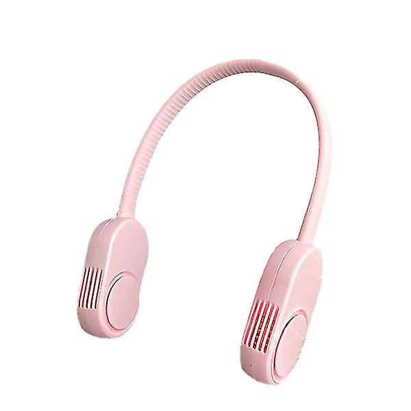 USB uppladdningsbar halsfläkt bärbar bladlös utomhussportfläkt pink