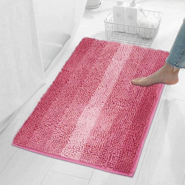 Bekväm duschmatta, supermjuk och halkfri badrumsmatta speciellt designad för maskintvättbara och absorberande duschmattor pink