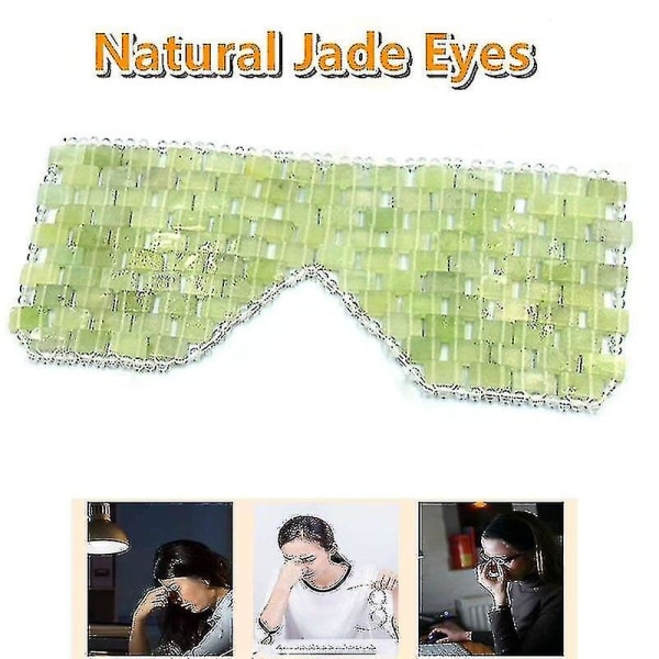 Naturlig Jade Ögonmask Kylning Anti Aging Shade Cover Avslappningspresent|ögonmassageinstrument (grön)