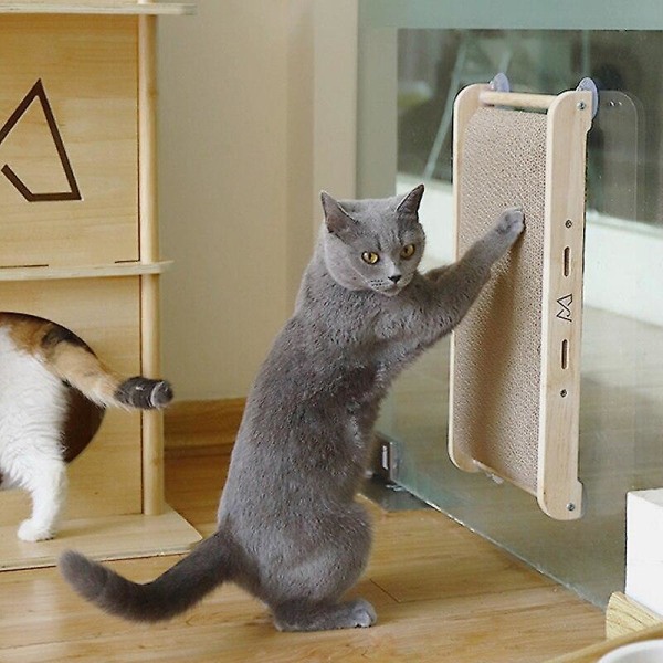 Pet Cat Paper Scraperboard Skrapstolpe för Cat Massivträ Slipning Claw Scratchers