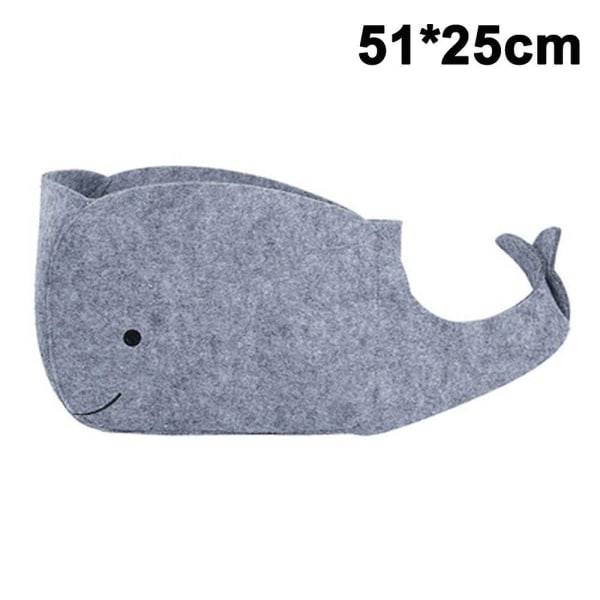 Little Whale förvaringsväska Grå barnleksaker Söta tecknade kläder Skräp Vikbar filt förvaringsväska 25*51*20cm