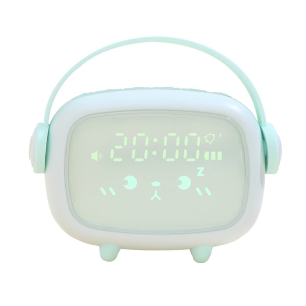 Creative Time Angel Alarm Clock Smart LED Wake up Night Lights Tecknad Silent Bedside Clock green