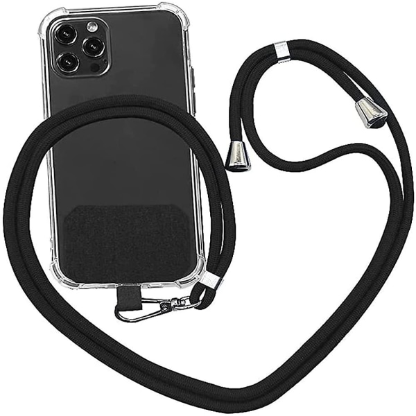 Universal messenger bag nylon patch telefon lanyard anti-förlust anti-halk justerbar nylon hals mobiltelefon med lanyard black