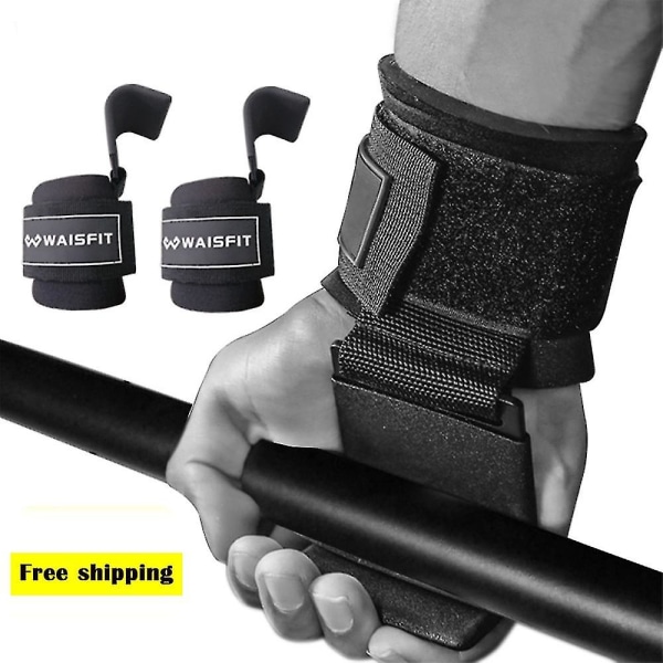 2 st Styrklyftskrokar Hand-stång Handledsremmar Gym Fitness Krok Viktrem Pull-ups Power Lifting Handskar för styrketräning