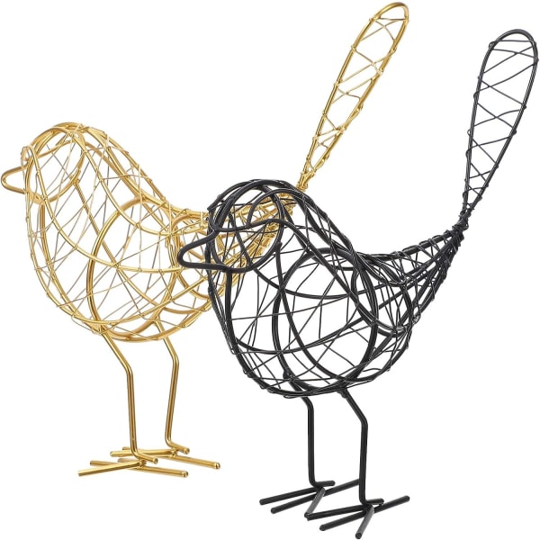 2st trådjärn fågelfigur fågelstaty Kreativ metallhantverk bordsskiva prydnad för hemträdgård