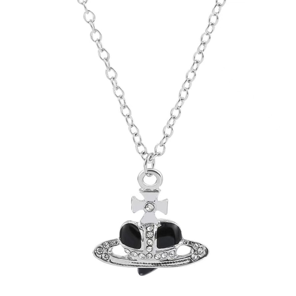 Lack Glitter Diamond Necklace Heart Rhinestone Pendant Necklace black