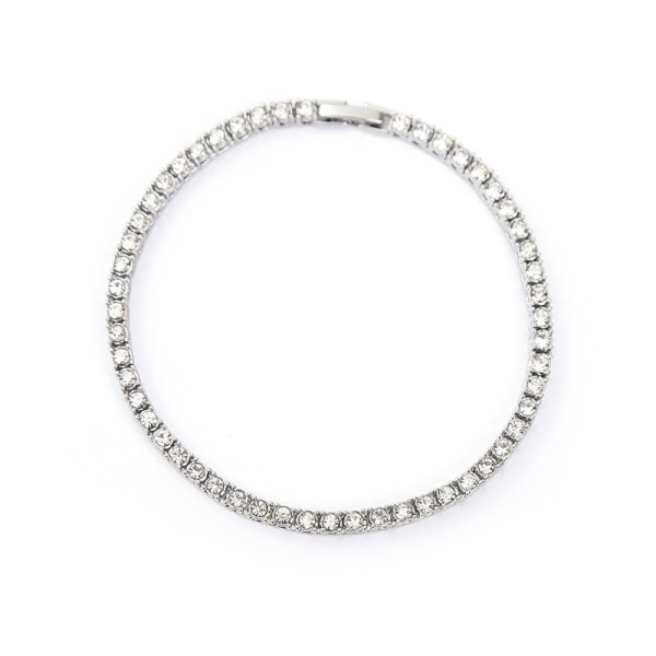 Hip-hop halsband tillbehör enkelrads diamant hiphop armband herr halsband 4 mm tenniskedja silvery 40cm