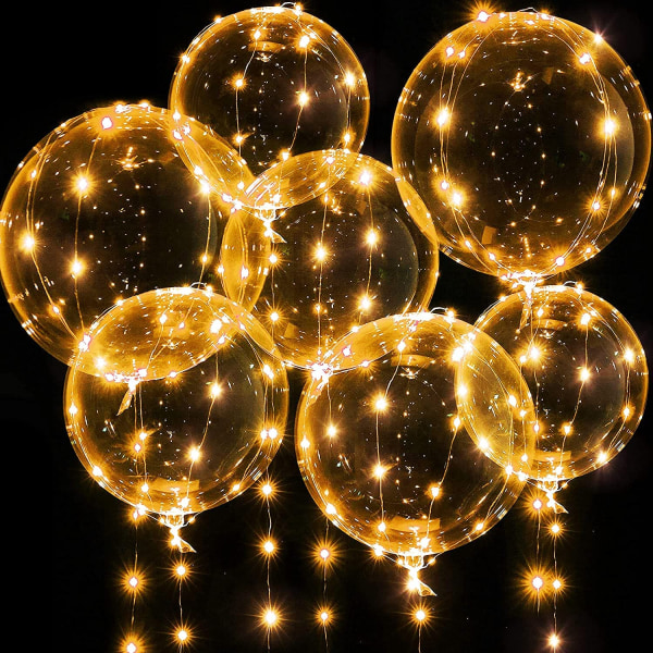 Ljus upp ballonger, 7 förpackningar 20 tum Alla hjärtans dag Bobo ballonger med 10 fot LED ljusslingor för alla hjärtans dag bröllop jul födelsedagsfest