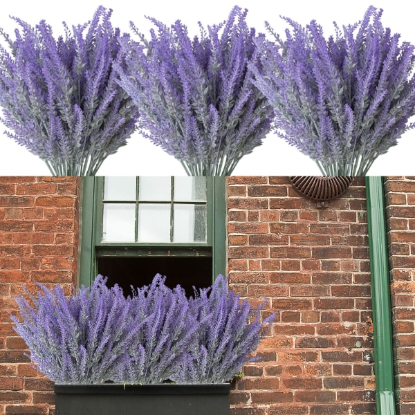 Konstgjord lavendel blomvas falsk lavendel växt dekorativ metallvas