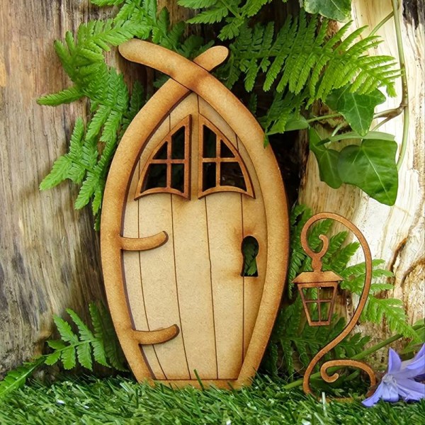 Trä 3D dockskåp Tillbehör Fairy Country Cottage Trä Fairy Door Craft Kit Ornament Ornament