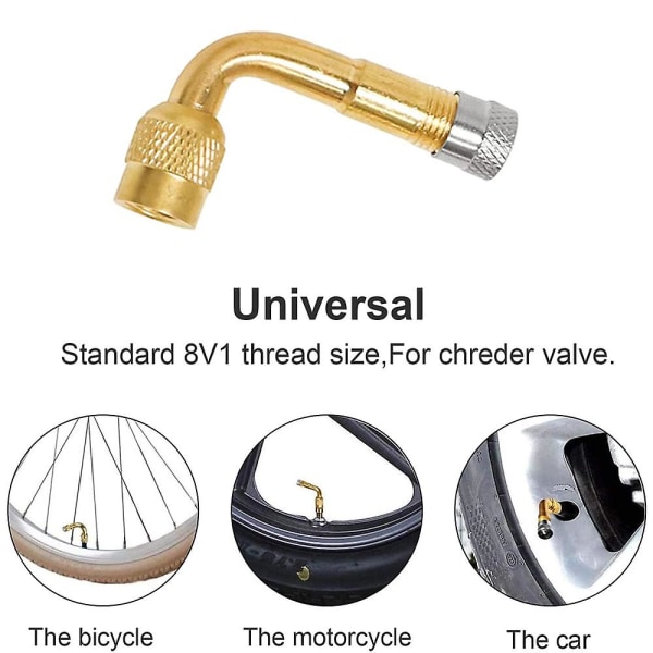 2-delad vinklad universal i mässing för bil, motorcykel, skoter och cykel golden 90 degrees