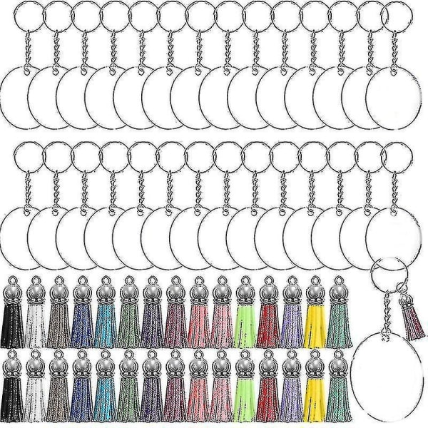 90/120 st Akryl Nyckelring Blanks med nyckelringar Hoppa ringar runda klara skivor cirklar färgglada tass