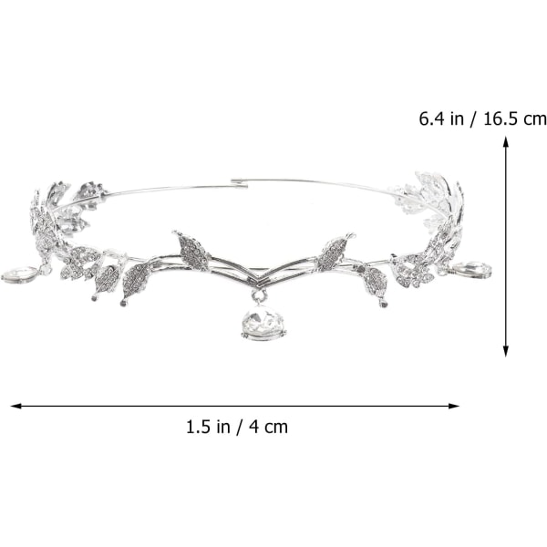 Lurrose Crystal Bridal Tiara Goddess Leaf Crown Pannband för bröllop (silver) white