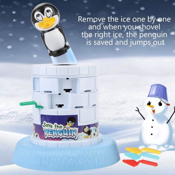 Save the Penguin Ice Game Roligt utmanande barnspel Hjälp att spara genom att turas om att gräva ur isen för baby