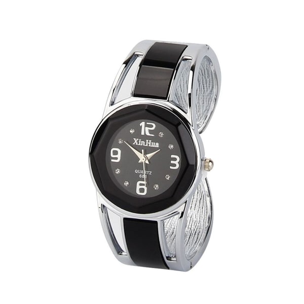 Watch Design Quartz Watch med Strassurtavla i rostfritt stål black