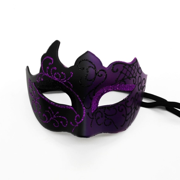 Maskeradmasker Spets Venedig Festmask Plast Halloween Kostym Mask Rhinestone Mardi Gras Mask purple