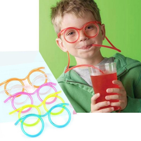 3st Barnglasögon Sugrör Rörverktyg Festbartillbehör Barnglasögon Sugrör Rolig Kreativ konst Gör-det-själv-modellering Sugrör (slumpmässig färg)