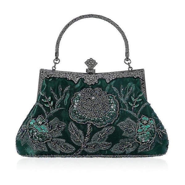 Vintage stil pärlstav blommig kväll clutch väska Bröllopsfest Bal handväska handväska