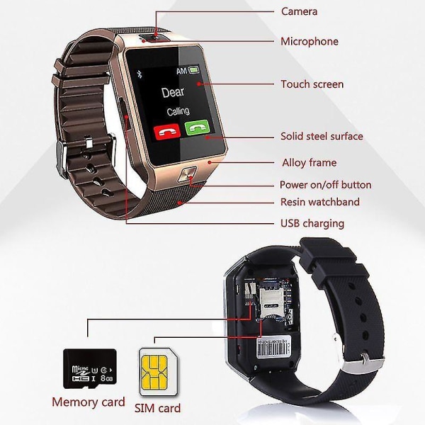DZ09 smart watch bluetooth kan sättas in i kortet för att ta bilder sport stegräknare sömn elektronisk watch