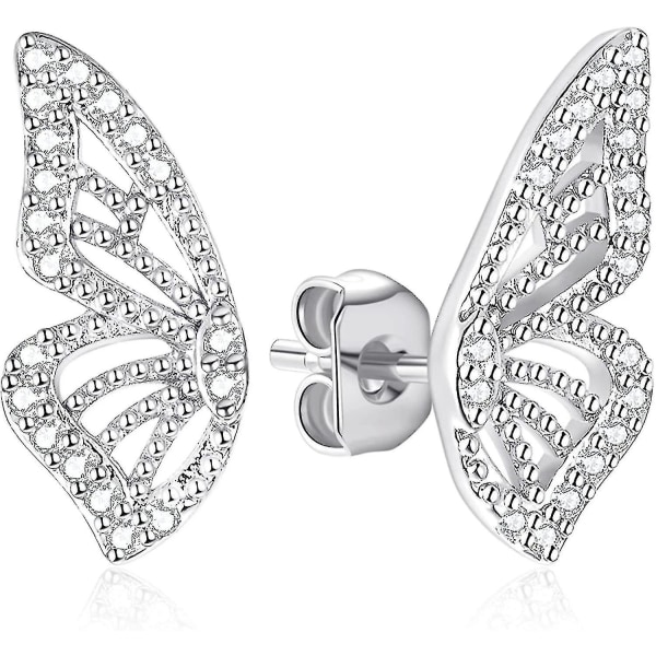 Butterfly Wing örhängen (par) 18k guldpläterade imiterade silverörhängen i diamant, Kvinnors lilla fjärilsbroskörhängen