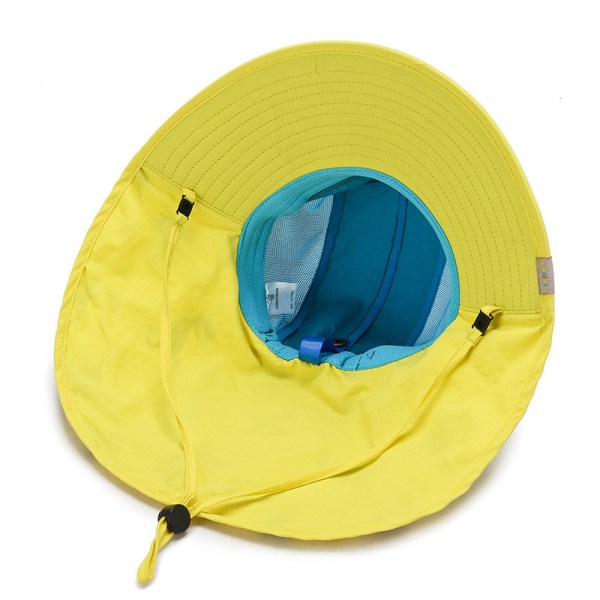 Nackskydd för barn solhatt, fiskehatt med bred brätt, justerbar hatt upp Sky Blue+Yellow