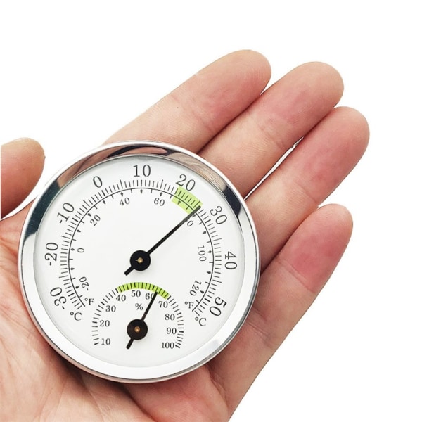 Mini rund vägghängande analog termometer Hygrometer Temperatur  Fuktighetsmätare
