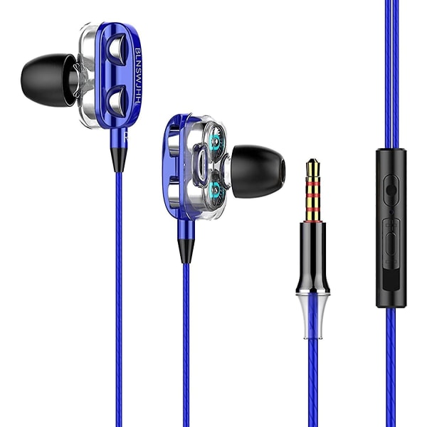 3,5 mm in-ear trådbundna hörlurar Super bas trådbundna hörlurar med mikrofon hörlurar Hifi Stereo brusisolering blue