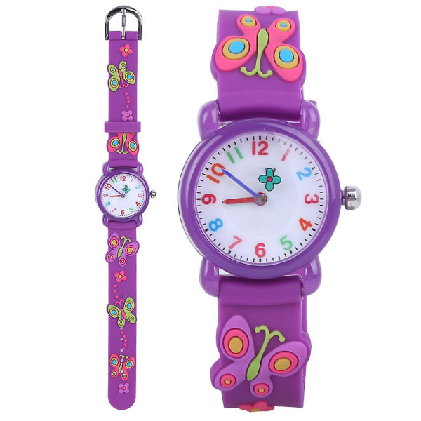 Vattentät tecknad watch för barn Söt och utsökt mönster för watch present purple