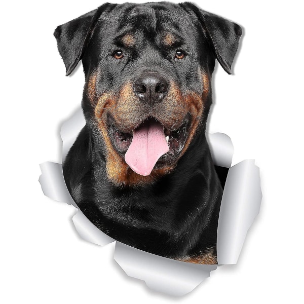 Leende Rottweiler Hund Väggdekaler - 2-pack - Rottweiler Hund Toalettsticker 3D Hund Bilruta Och Stötfångar Dekal