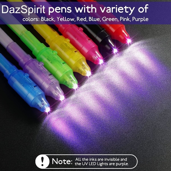 10 st Invisible Ink Pens Party Bag Refills, Spy Pens för barn med UV-ljus, Invisible Ink Magic Pens för att skriva hemliga meddelanden black