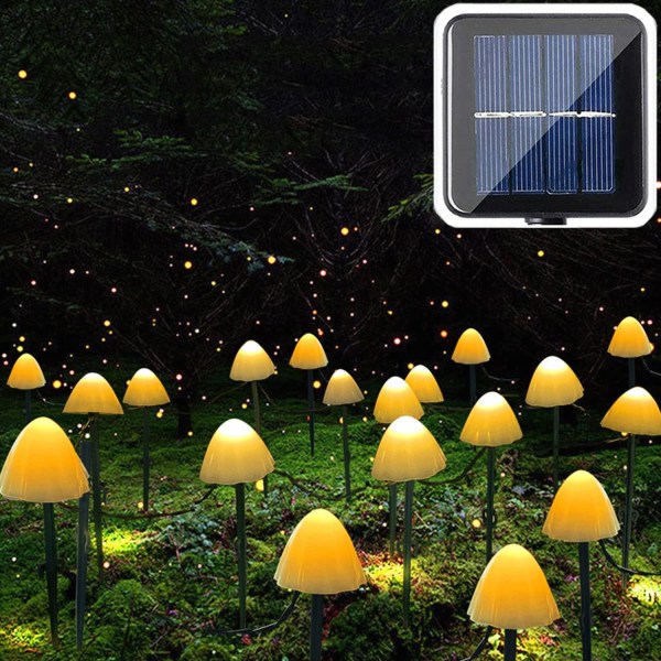 20 st LED-solar trädgårdsljus, 8 lägen utomhus svamp gatubelysning, 5m/16.4ft trädgårdslandskap Stake Light