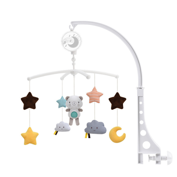 Baby musik spjälsäng flytta med hängande spinning plysch leksak, nyfödd pojke flicka spjälsäng dekoration