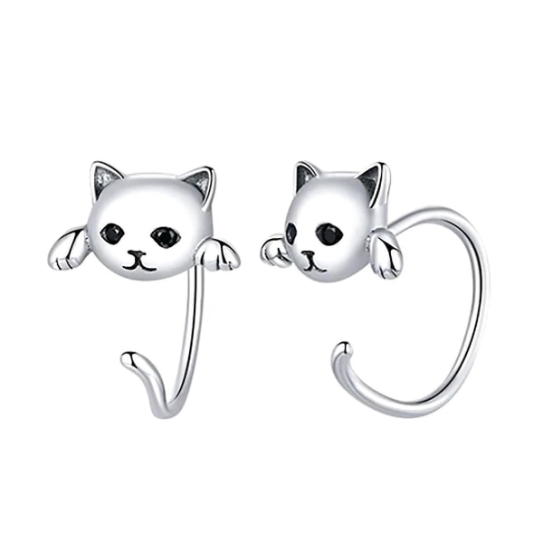 Sterling Silver Cat Örhängen Kvinnor Flickor Animal Stud Enkel moderna smycken present