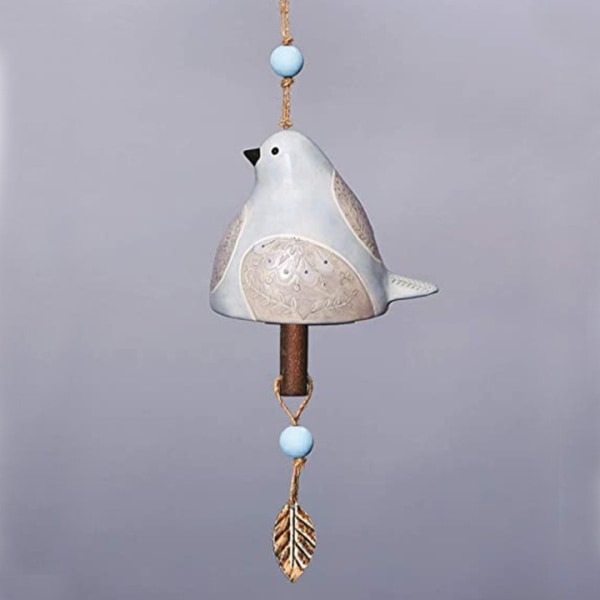Fåglar Vindklockor Handgjorda Resin Fågelstaty Wind Chime Kreativ hängande dekor för utomhusbruk white