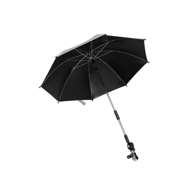 universal parasoll solskydd för barnvagnar och barnvagnar UV-skydd 75 cm parasoll 360° justerbart black
