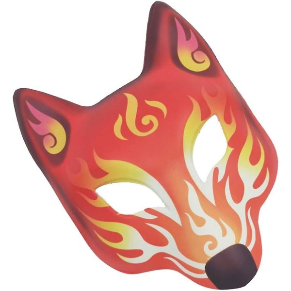 Halloween Kitsune Fox Masks: Wolf Half Face Cosplay Masks Katt Djurdräkt Kabuki Masker Maskeradfesttillbehör för Halloween Cosplay Japanska