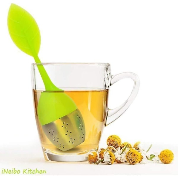 Tea Soaker 100% livsmedelsgodkänd tebollsskål i silikon och sked i rostfritt stål green