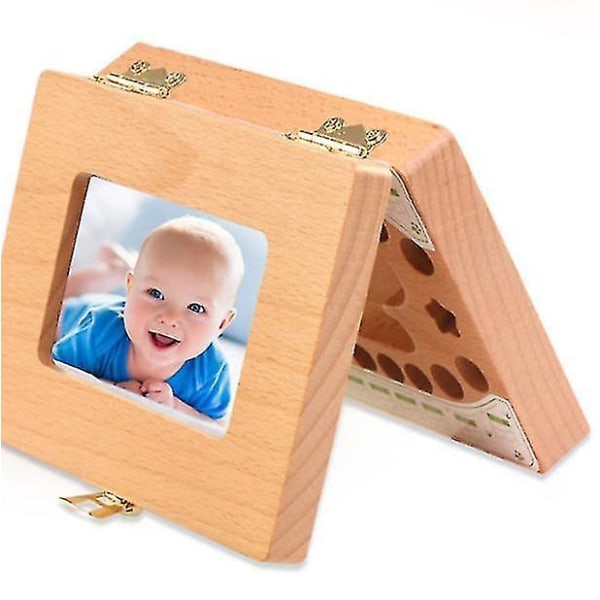 baby förvaringslåda i trä för mjölktänder, fotoram för småbarn