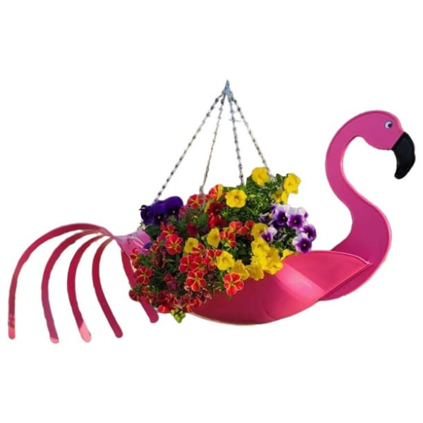 Flygande papegoja och flygande flamingo blomkruka, ljus färgglad fågel hängande plantering, trädgårds blomväxter planteringskruka