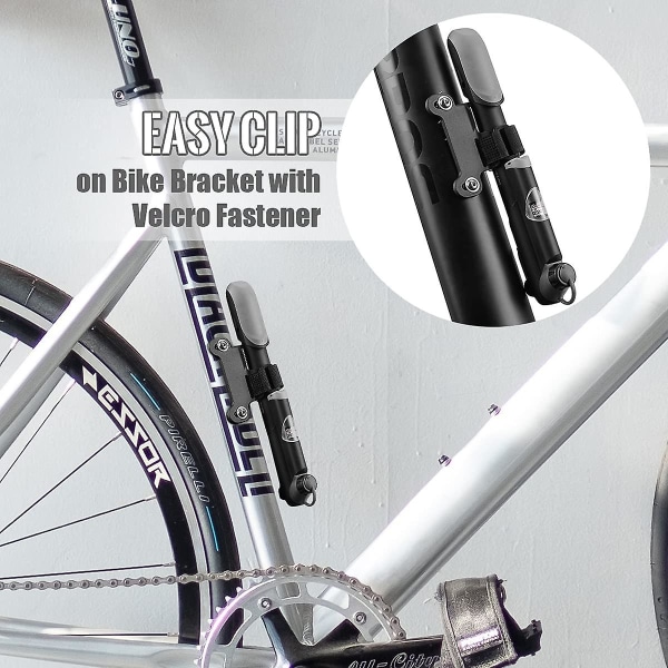 Cykelpump med tryckmätare, [120 Psi][perfekt komplett set] Minicykelpump, kulpump med nål, limfritt lappsats, cykelventilkåpor och F