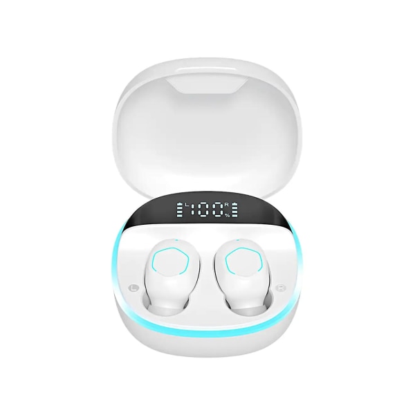 Trådlös hörlurar LED Digital Display In-ear Bluetooth Stereo Sports Earbud Vit