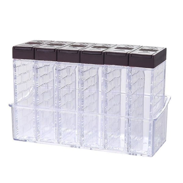 Set med 6 kryddshakare kryddflaska transparent plastburk kryddförvaringsbehållare med bricka