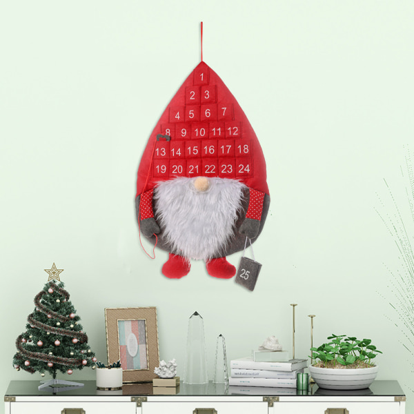 Juladvents kreativa kalender, Nordic Forest Old Man Calendar Rudolph Countdown Calendar, Christmas Home red