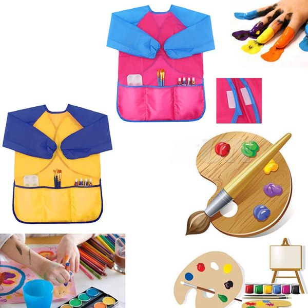 3-delat målarförkläde för barn med kardborreknäppning för åldrarna 2-8 år långärmad